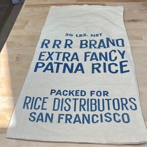 RRR Brand Rice Sack with Blue Text